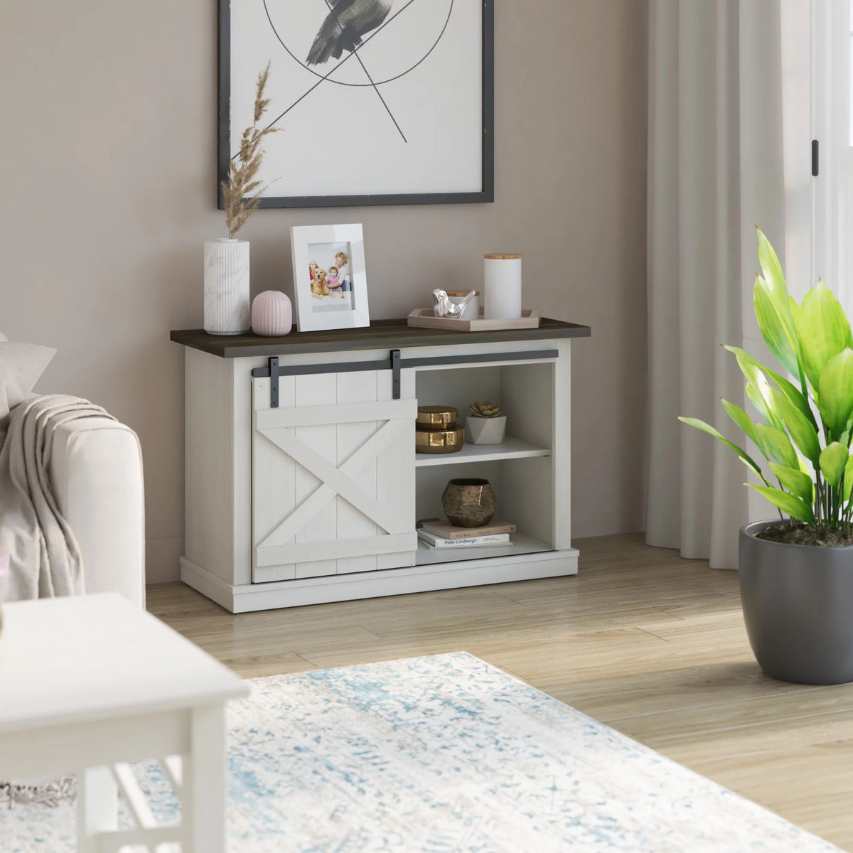 White Farmhouse TV Stand C541