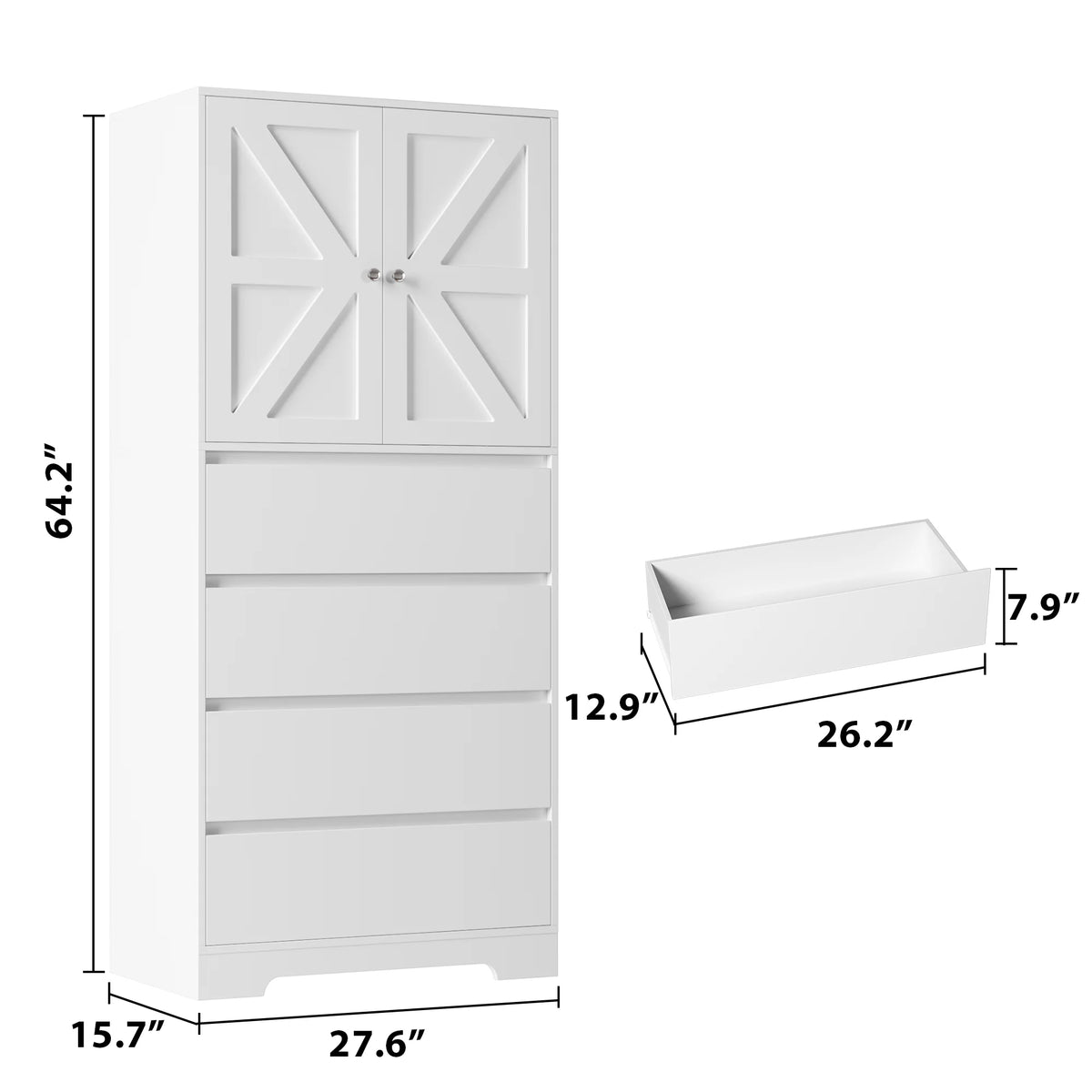 White 4 Drawer Wood Freestanding Storage Cabinet X89862