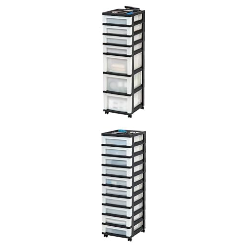 Black Plastic 4-Drawer Rolling Cart L758568