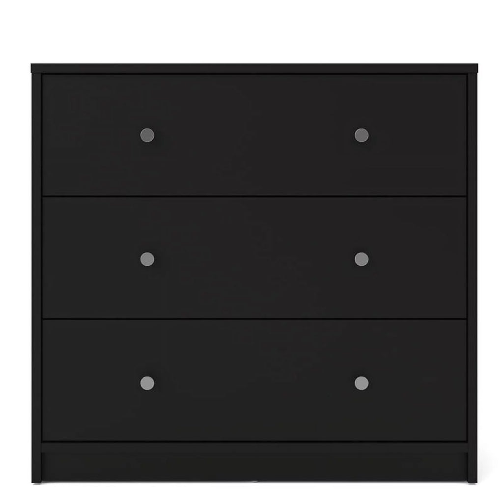 Black 3 Drawer Chest and 6 Drawer Double Dresser Set I2526