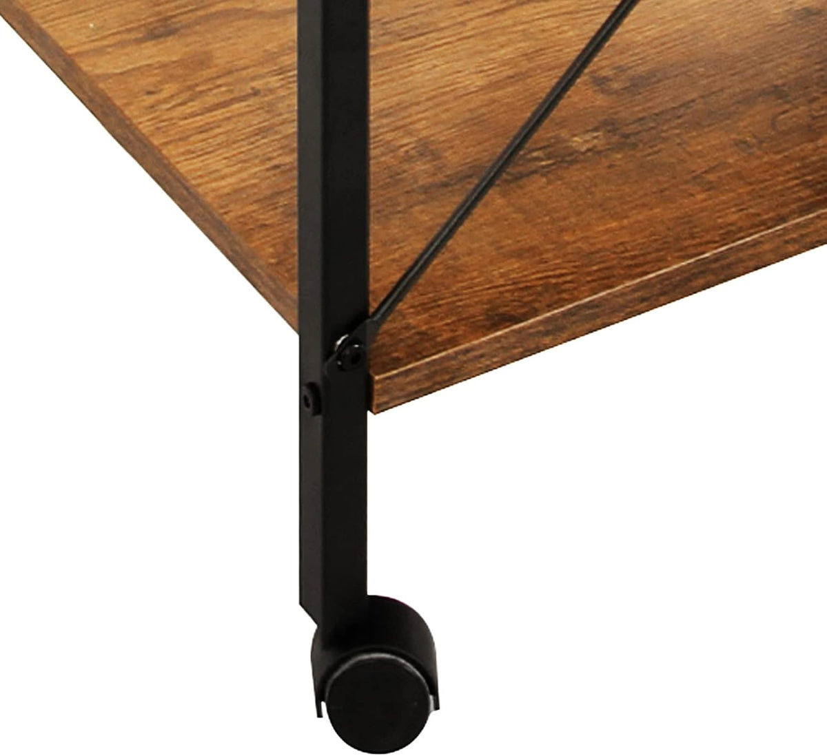 Rustic Brown 3 Tier Utility Storage Shelf with Lockable Caster X168