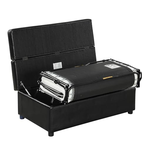 Twin Size Leather Folding Ottoman Sleeper Chair Bed A764
