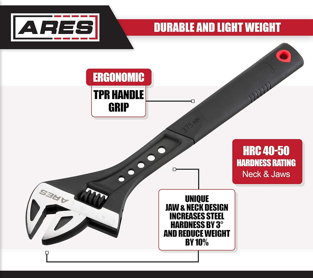 15-Inch Adjustable Wrench Chrome Vanadium Steel O2696