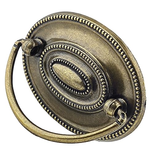 2 1/4" Antique Brass Oval Drop Swing Cabinet Knob Hardware 57 mm 2.25" Centers P52694