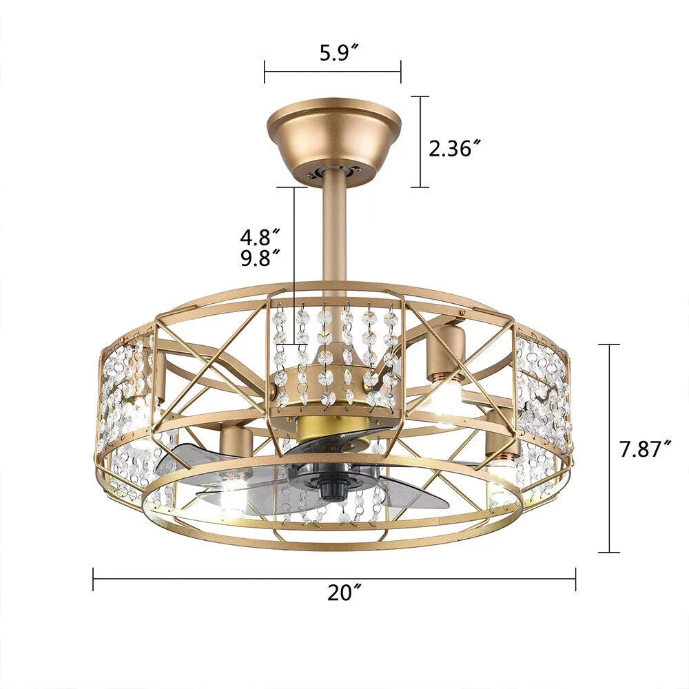 20" Crystal 4 Lights Ceiling Fan L474