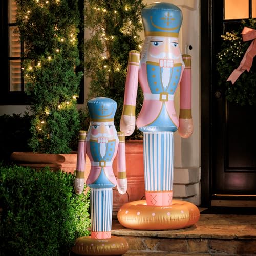 3.5 FT Giant Inflatable Pink Nutcracker Christmas Decor V347489