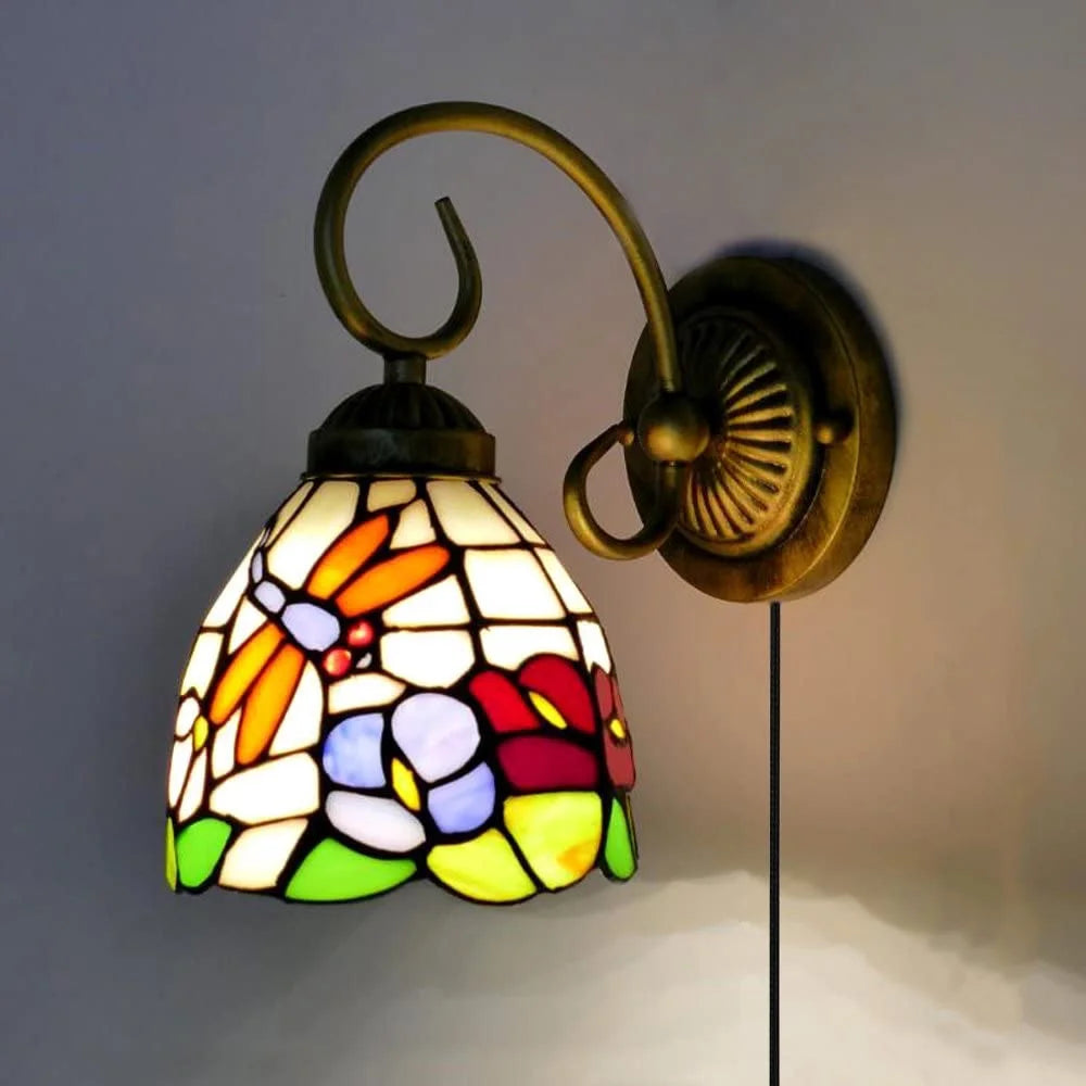 Tiffany Style Dimmable Wall Sconce with Remote Control, Set of 2 T696