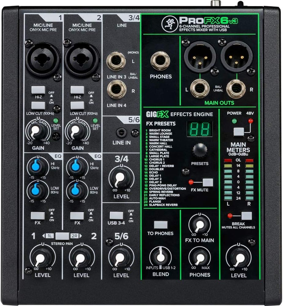 6-Channel Mixer with Built-In FX and Mixer Bag H6148
