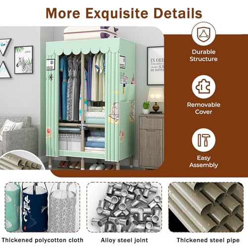 Canvas Wardrobe with Shelves and Hanging Rail K65989
