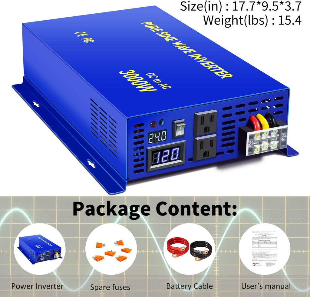 Pure Sine Wave Power Inverter 3000W 24V DC to AC 110V V112