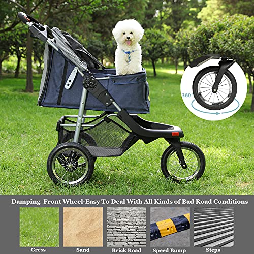 Heavy Duty Foldable Dog Stroller Black Red N9048