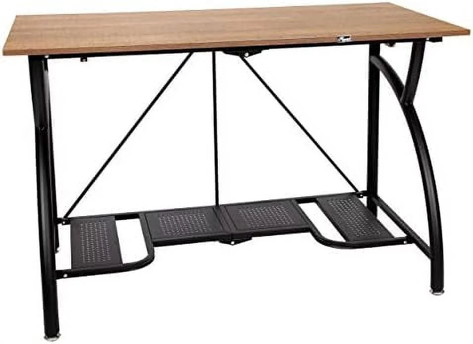Folding Wooden Computer Desk with Bottom Shelf Black S195846