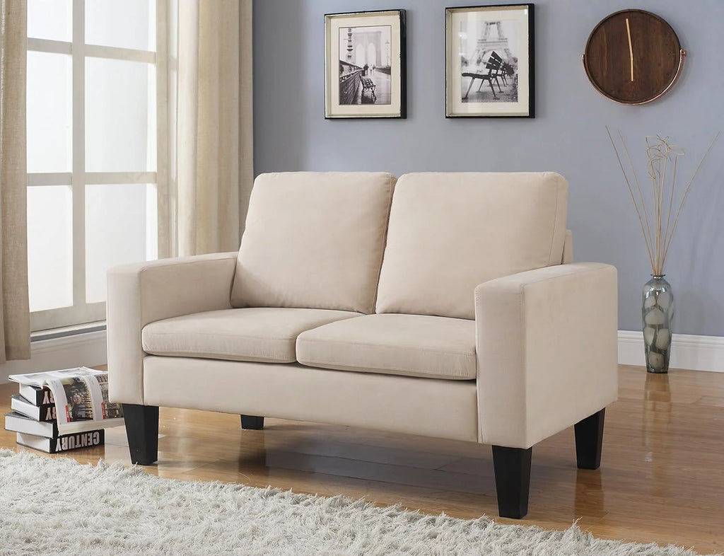 Beige Microfiber Loveseat O379