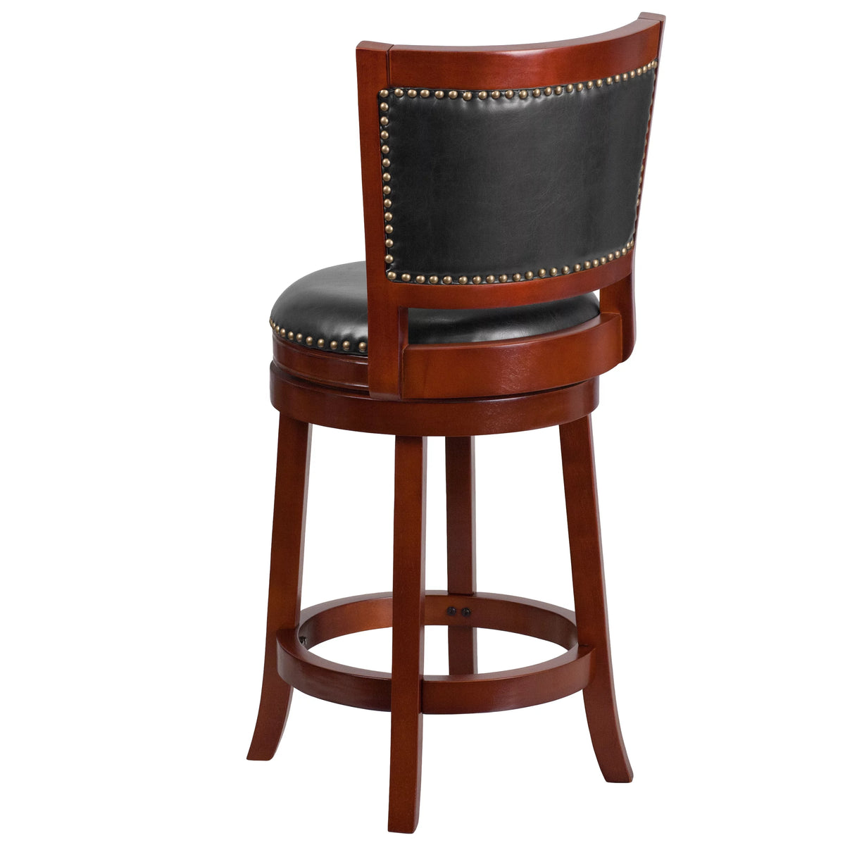 Dark Cherry Wooden Counter Height Stool with Faux Leather Seat D881028