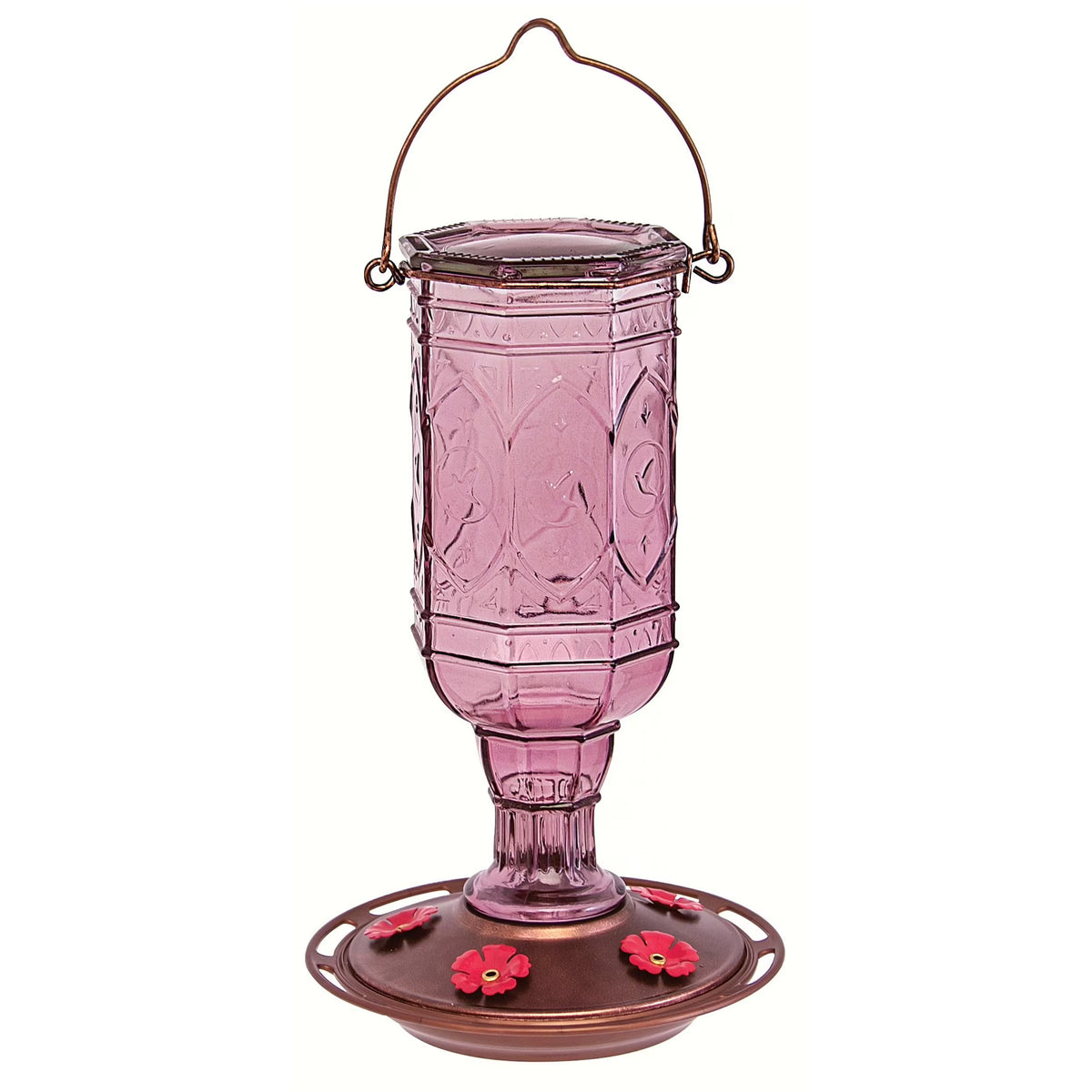 10" Antique Style Glass Bottle Hummingbird Feeder - 20 oz K24622