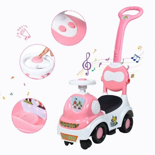 Pink Ride on Push Car with Music Box & Horn I52153