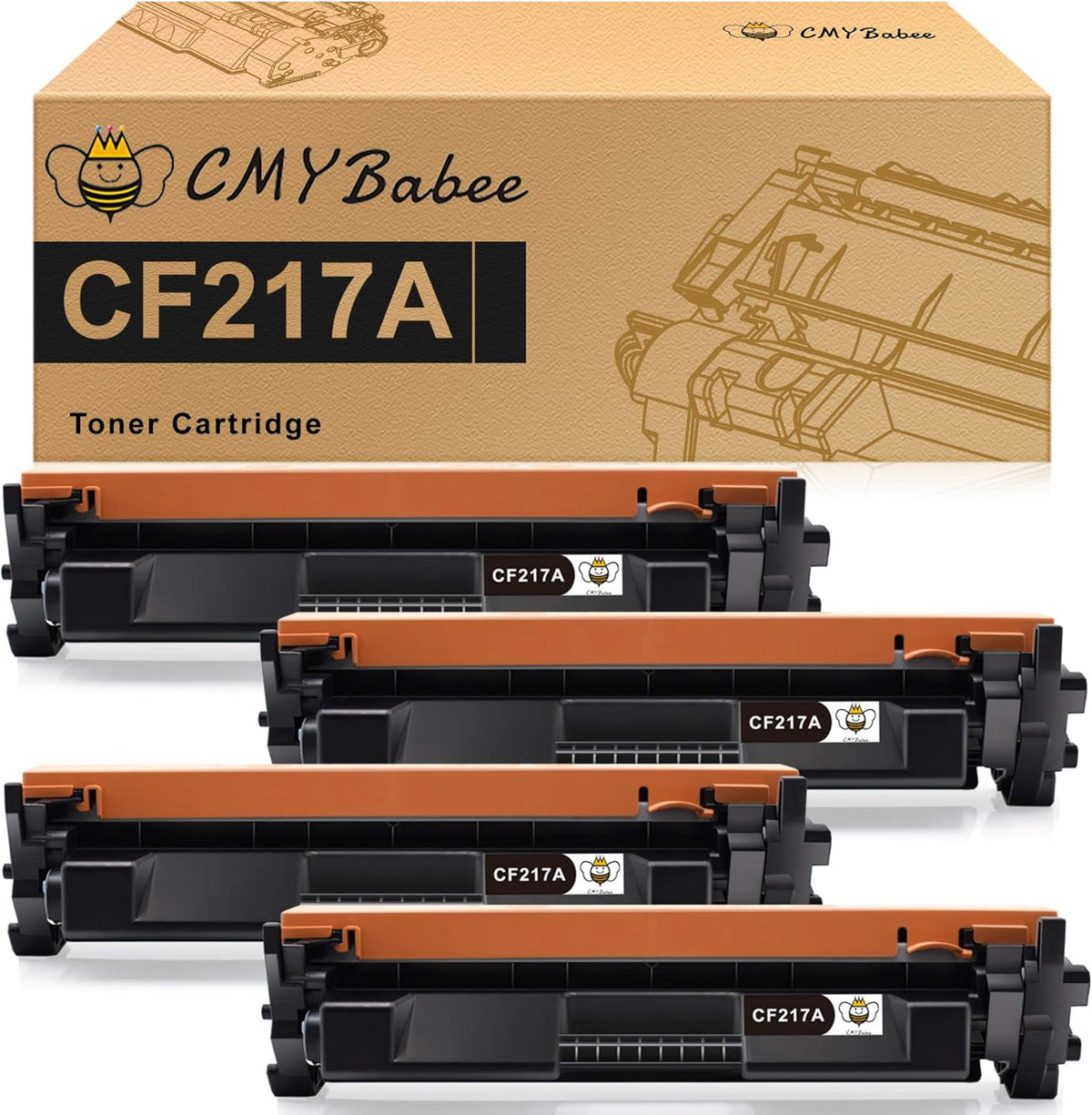 4 Pack Black Toner Cartridge for HP 17A CF217A Printer O934465