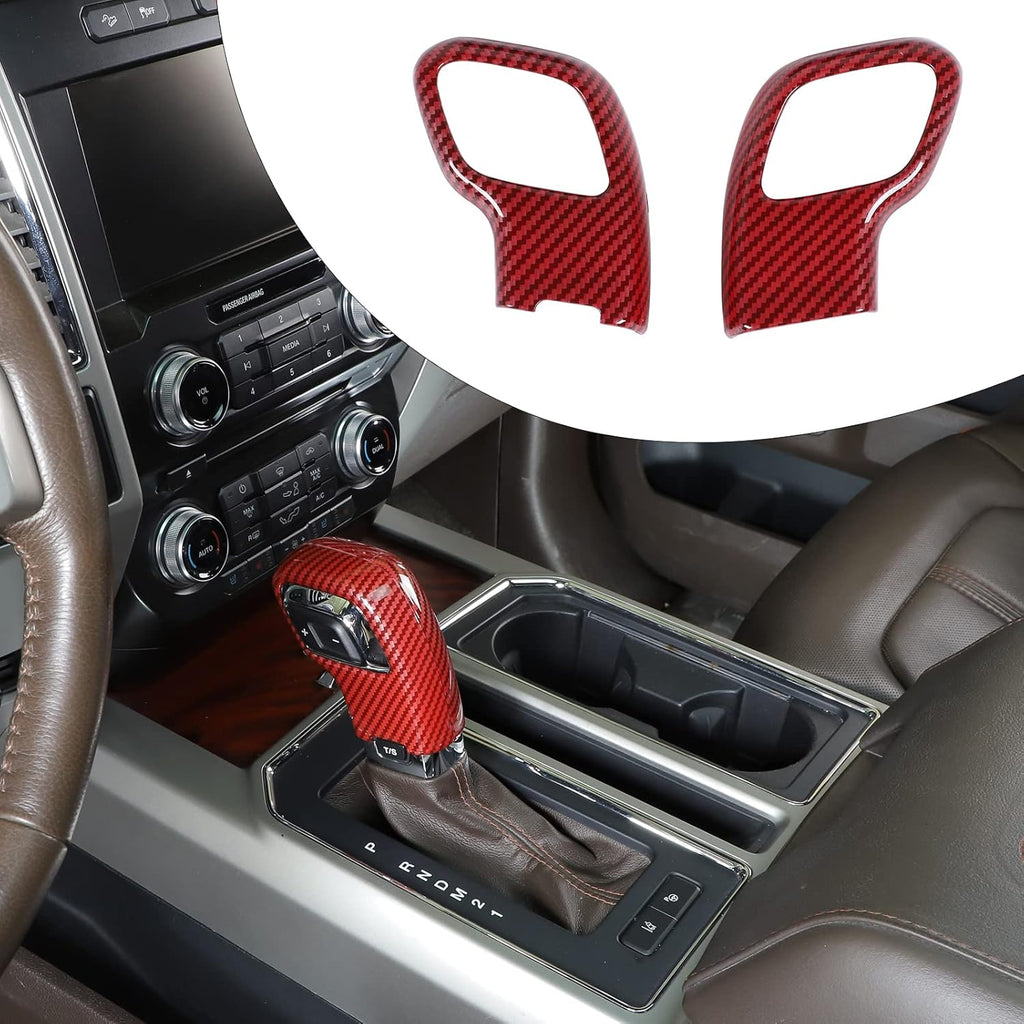 Red Carbon Fiber Gear Shift Knob Cover Trim R638