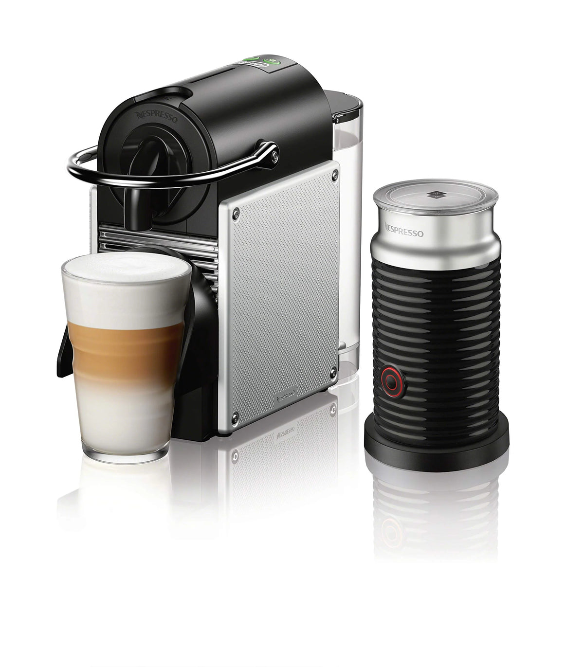 Single-Serve Espresso Machine with Aluminum Water Tank and Black Milk Frother V669327