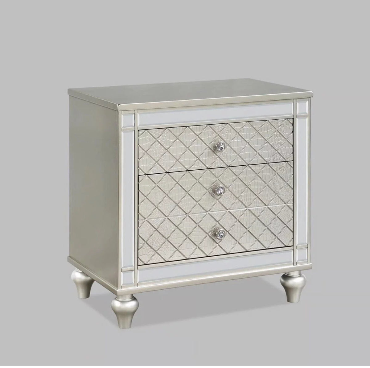 Gray Fabric Queen Size Bed and Nightstand Set V68468