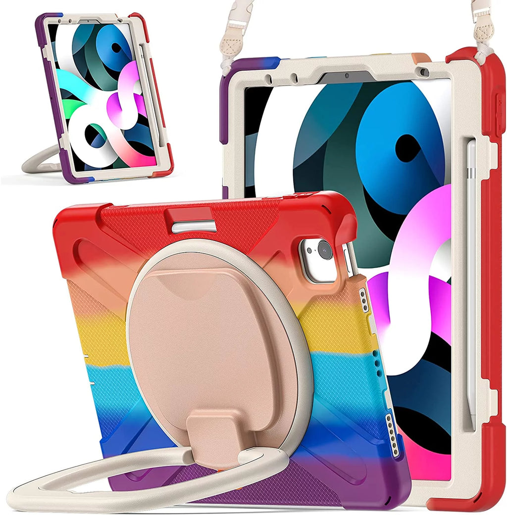 iPad Case with Rotatable Stand Shoulder Strap Pencil Holder Shockproof Silicone E40267