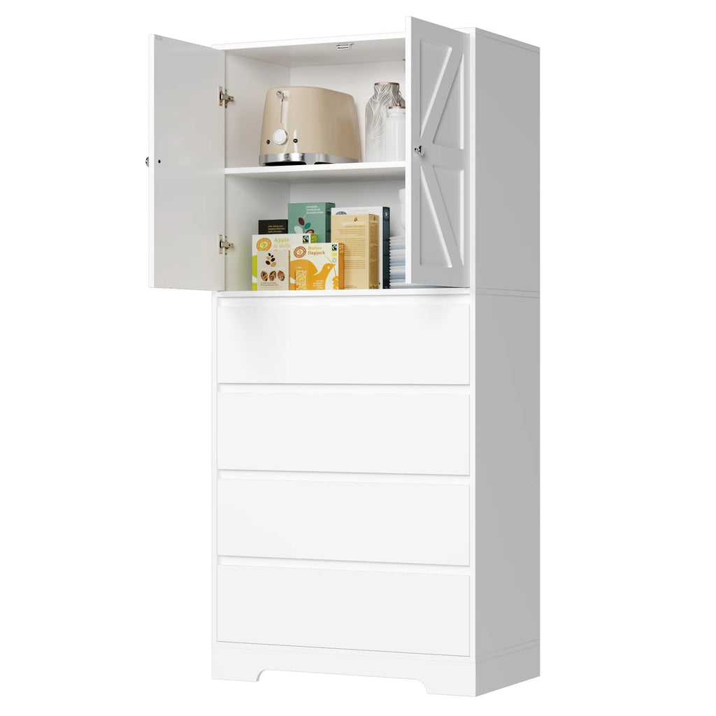 White 4 Drawer Wood Freestanding Storage Cabinet X89862