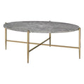 Champagne Faux Marble Metal Oval Coffee Table M65389