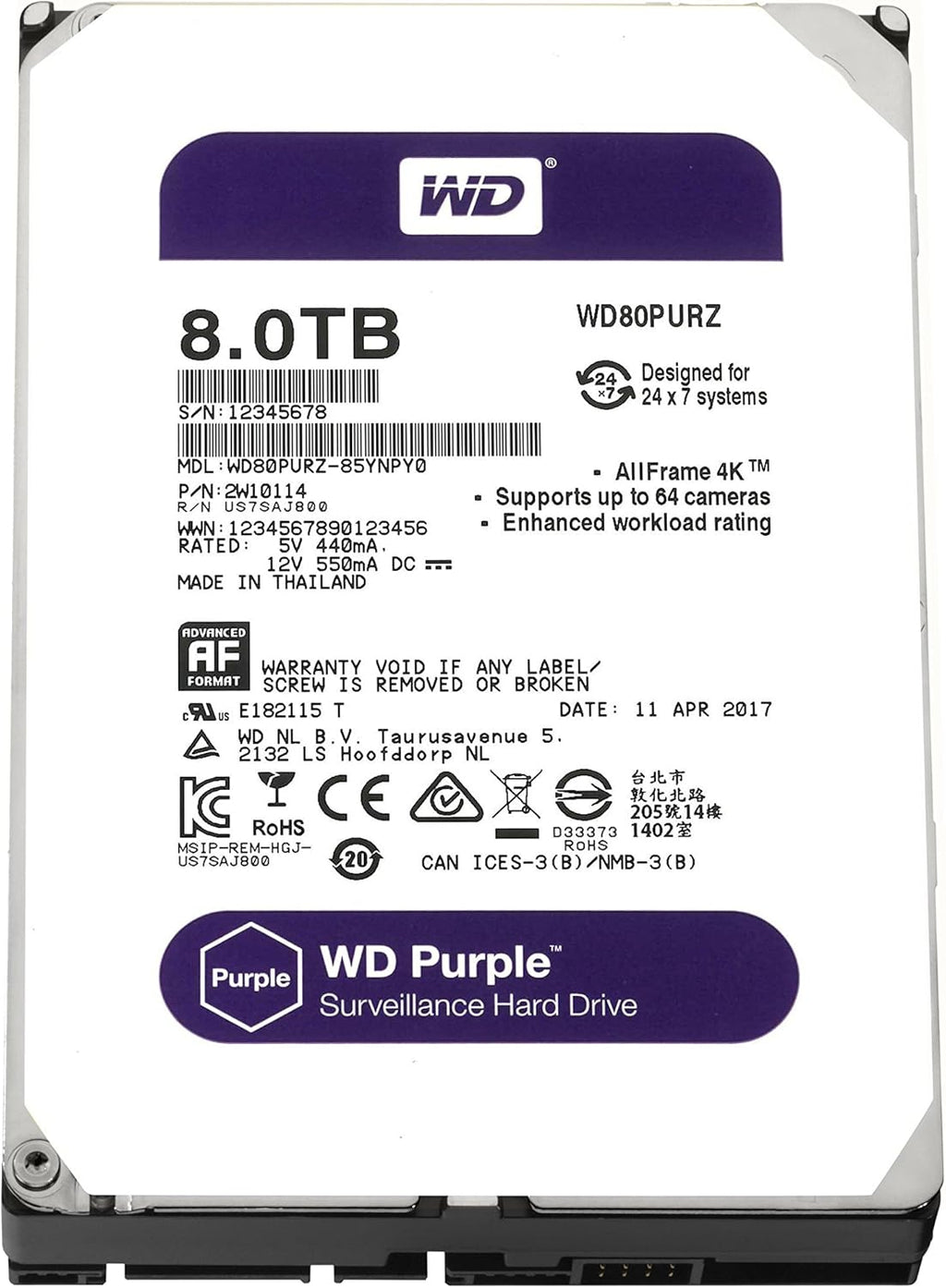 Purple 4TB Surveillance Hard Disk Drive J298916