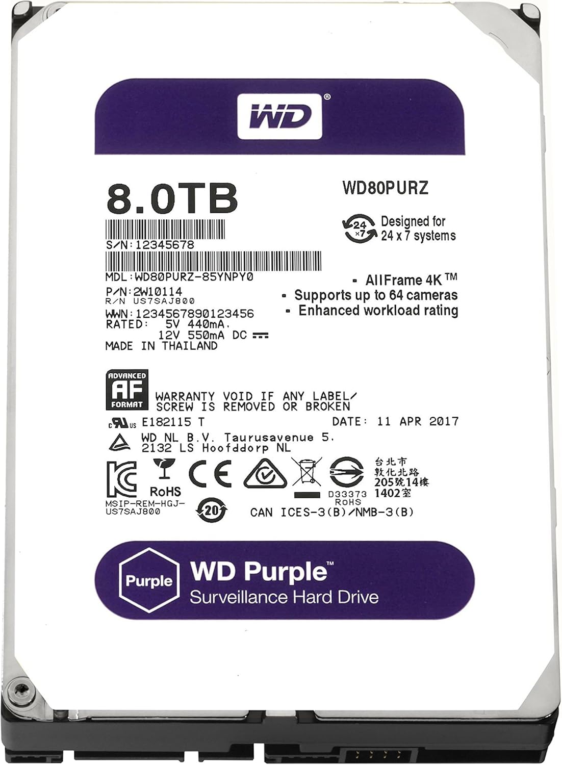 Purple 4TB Surveillance Hard Disk Drive J298916
