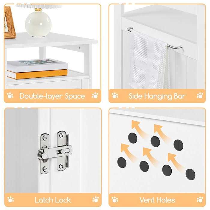 White Wooden Cat Litter Box with Open Shelf D912207