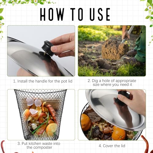 4 Pcs Worm Composter with Lids 9.1 x 9.1 x 5.9 Inch Worm Compost Bin W9818