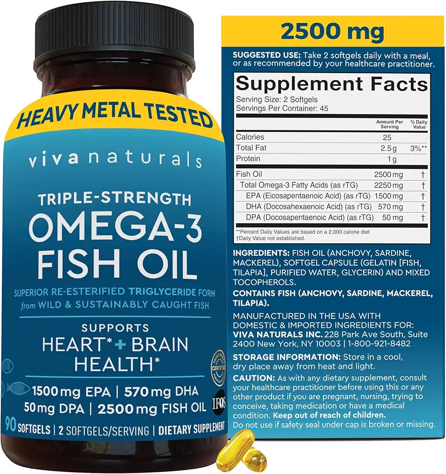 Omega 3 Fish Oil 2500 mg 90 Softgels L872279