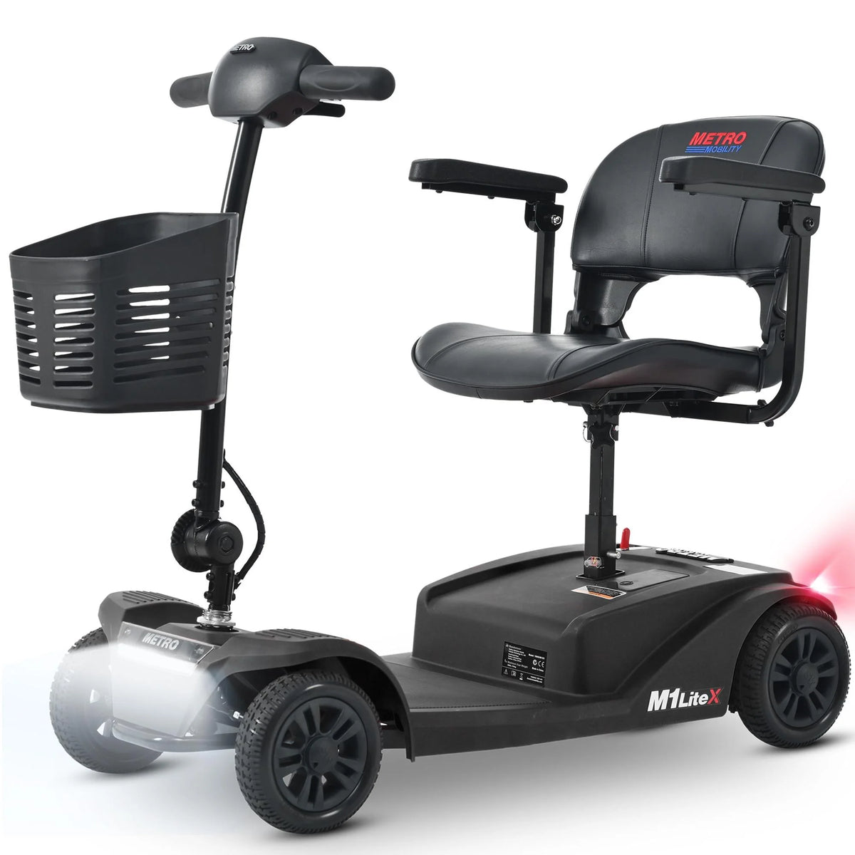Heavy Duty 4-Wheel Mobility Scooter with Front & Rear Light, Black Y5489