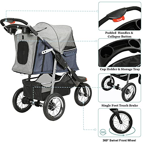 Heavy Duty Foldable Dog Stroller Black Red N9048
