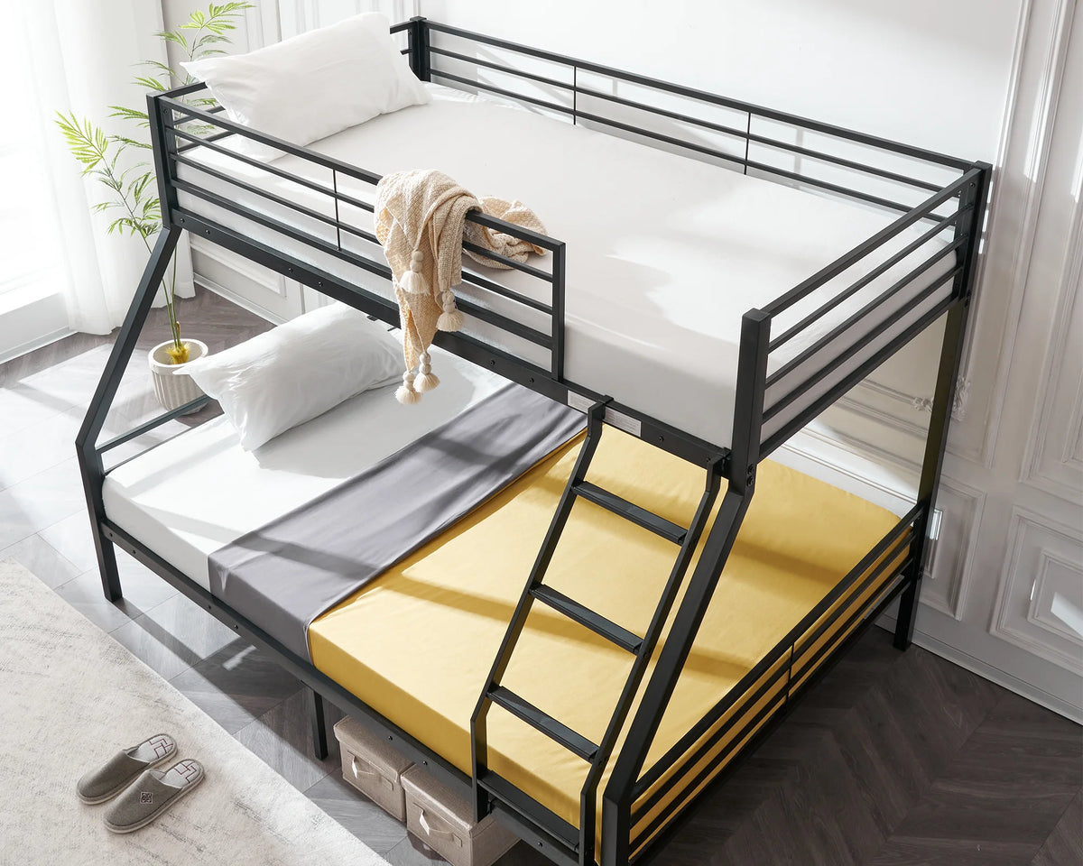 Twin over Full Metal Bunk Bed with Ladder and Guardrail K34389