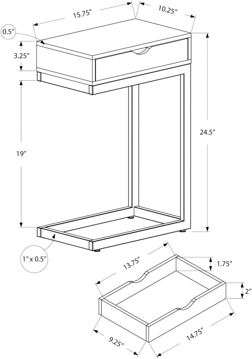 Brown Wood-Look Drawer Accent Table P60929