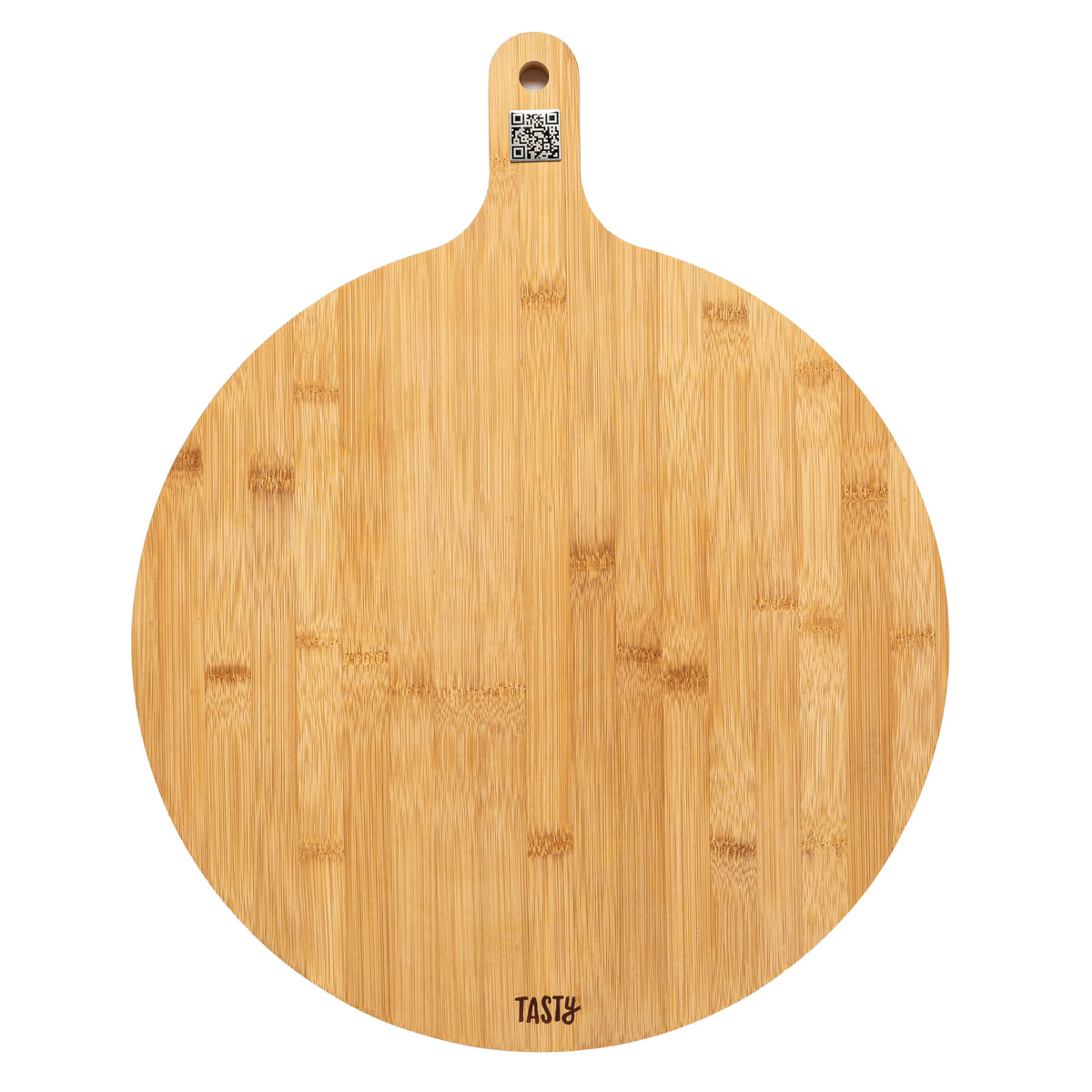 Bamboo Round Charcuterie Board with Handle, 15.5" K56707