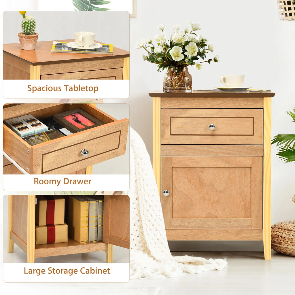 Natural Nightstand with Drawer U9494