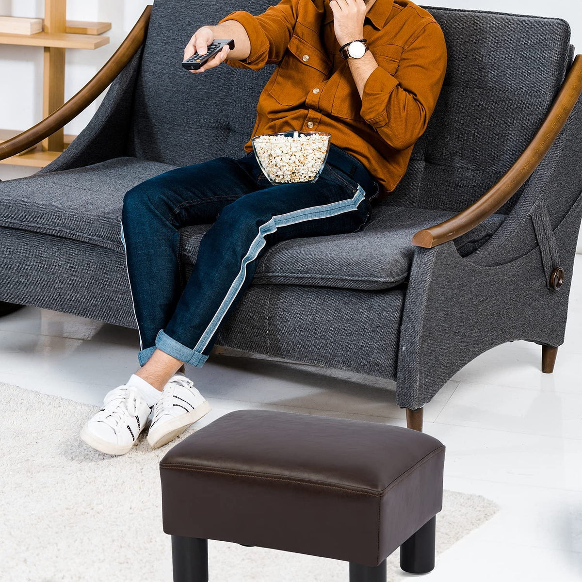 Small Faux PU Leather Rectangular Ottoman O729
