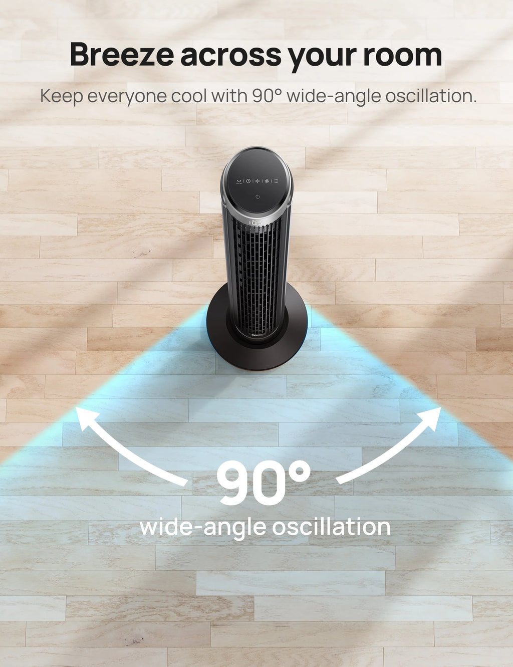 90° Oscillating Tower Fan with Remote, 4 Modes, 12H Timer, 40 Inch Z505299