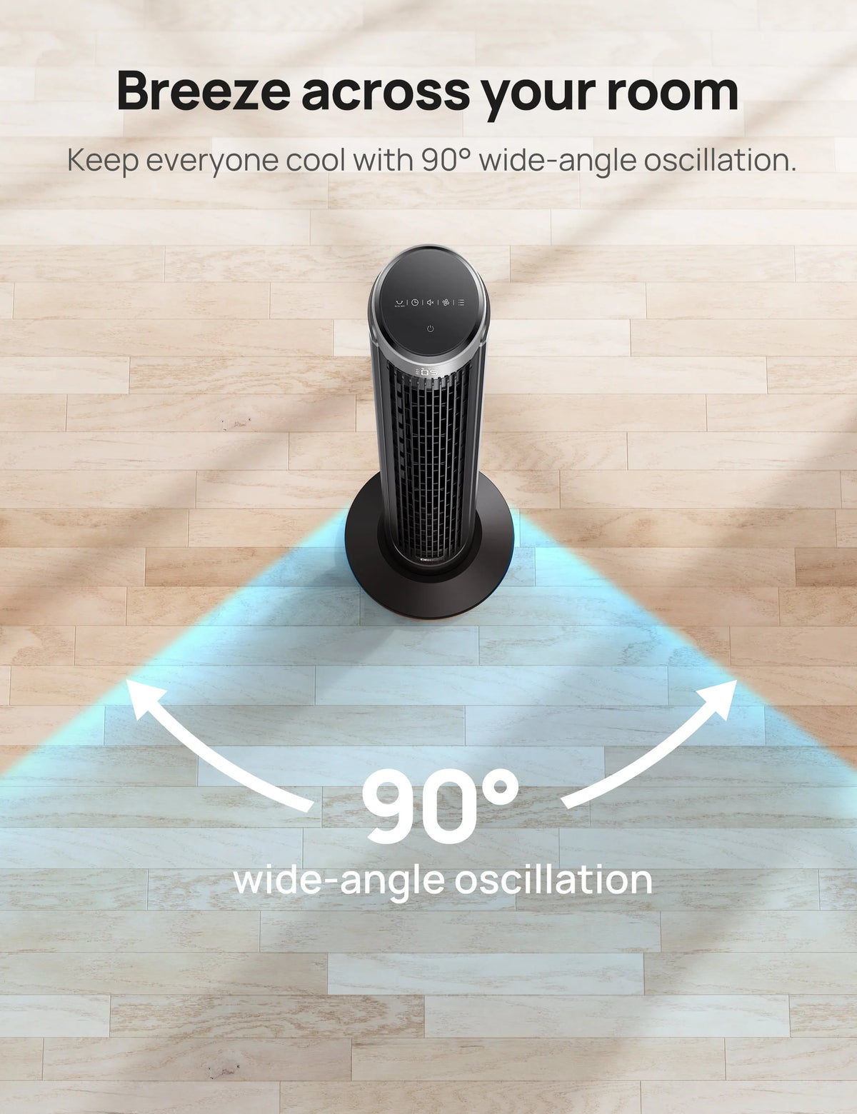 90° Oscillating Tower Fan with Remote, 4 Modes, 12H Timer, 40 Inch Z505299