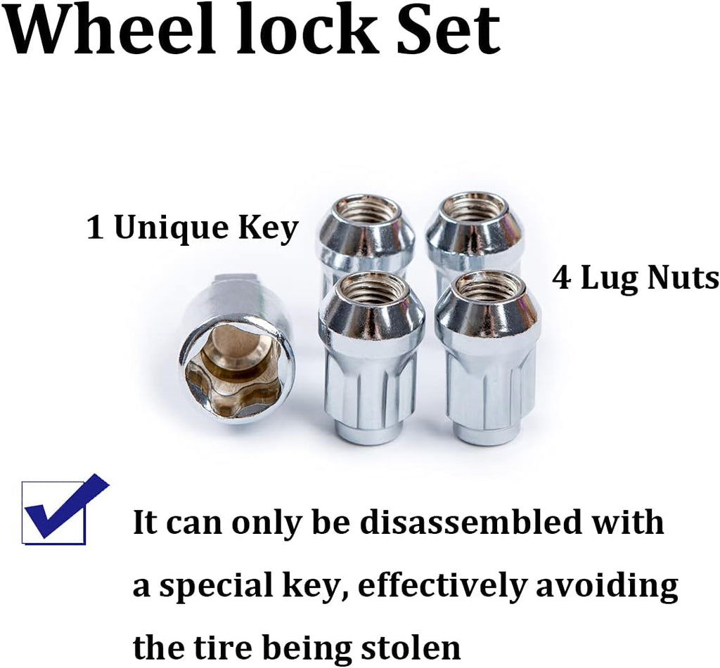 Wheel Locking Nuts Set of 4 with Wheel Lock Key Pouch Pack of 2 C14870