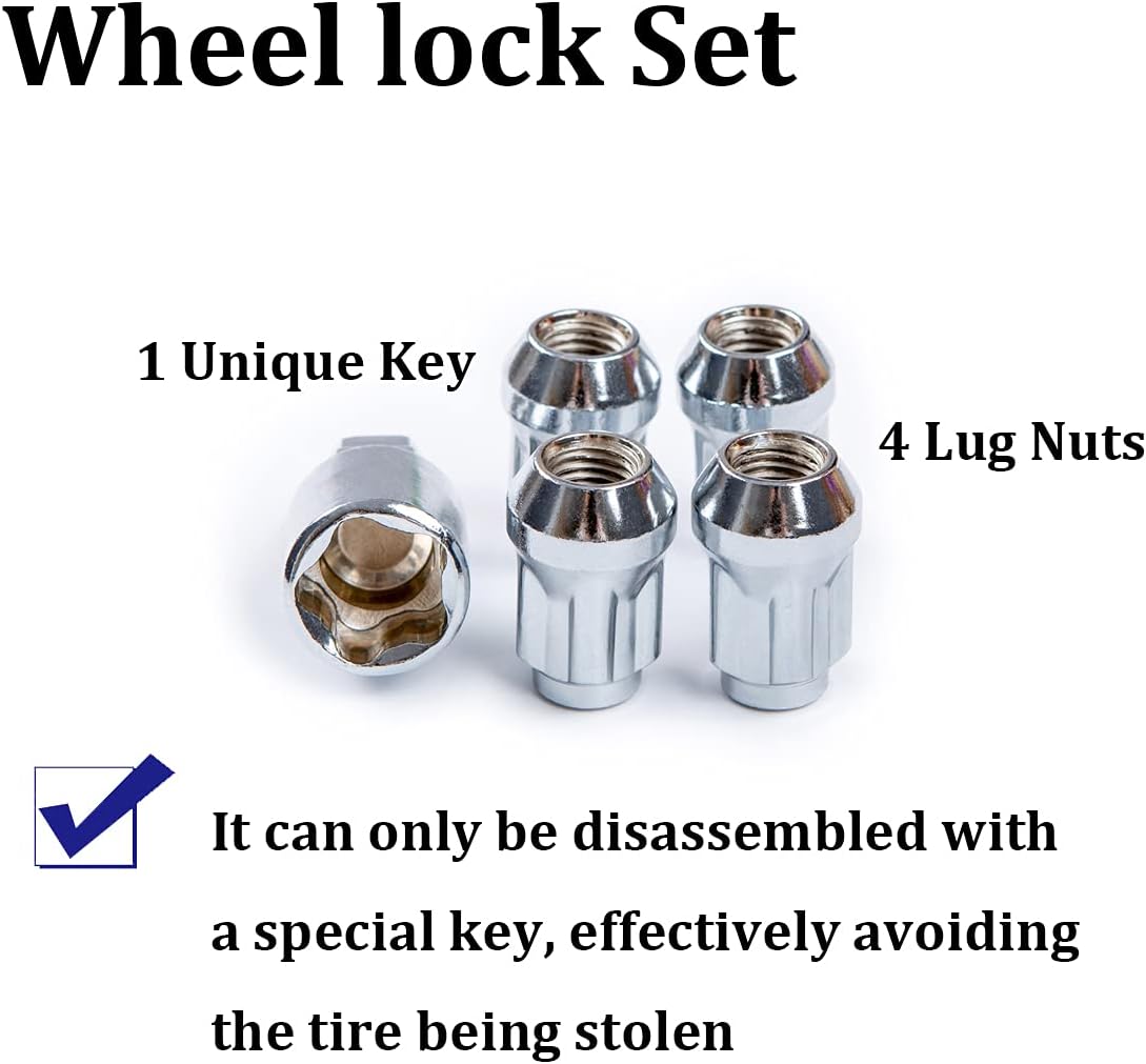 Wheel Locking Nuts Set of 4 with Wheel Lock Key Pouch Pack of 2 C14870