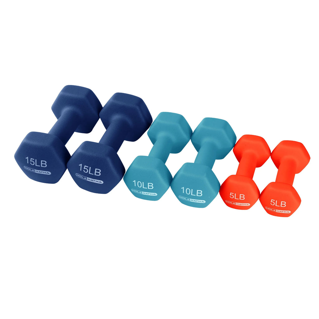 5, 10 & 15 Pound Neoprene Dumbbell Weight Set with Storage Rack M382832