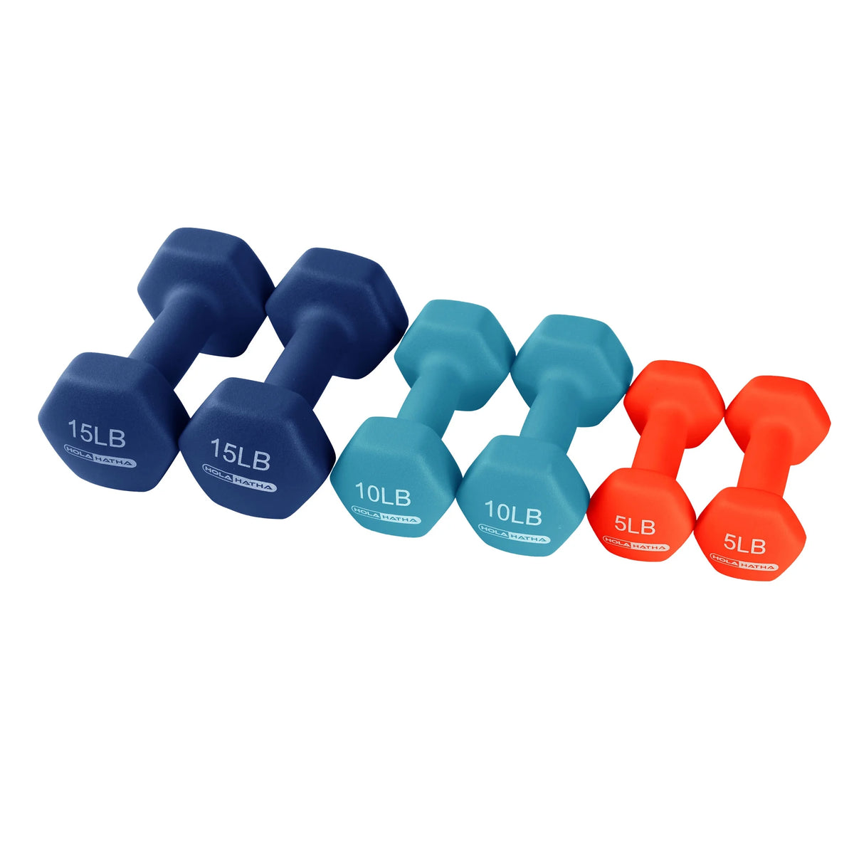5, 10 & 15 Pound Neoprene Dumbbell Weight Set with Storage Rack M382832