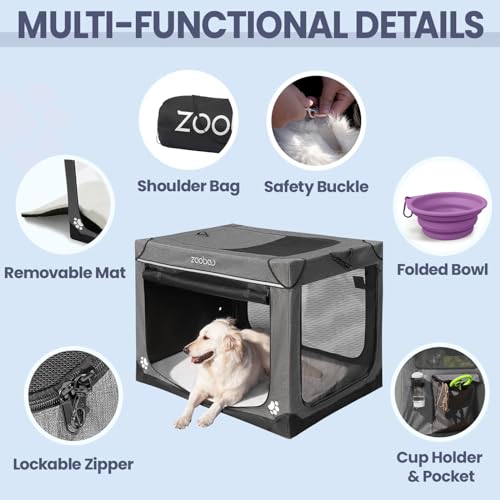 Charcoal Gray Portable Soft Dog Crate with Carry Bag C301079
