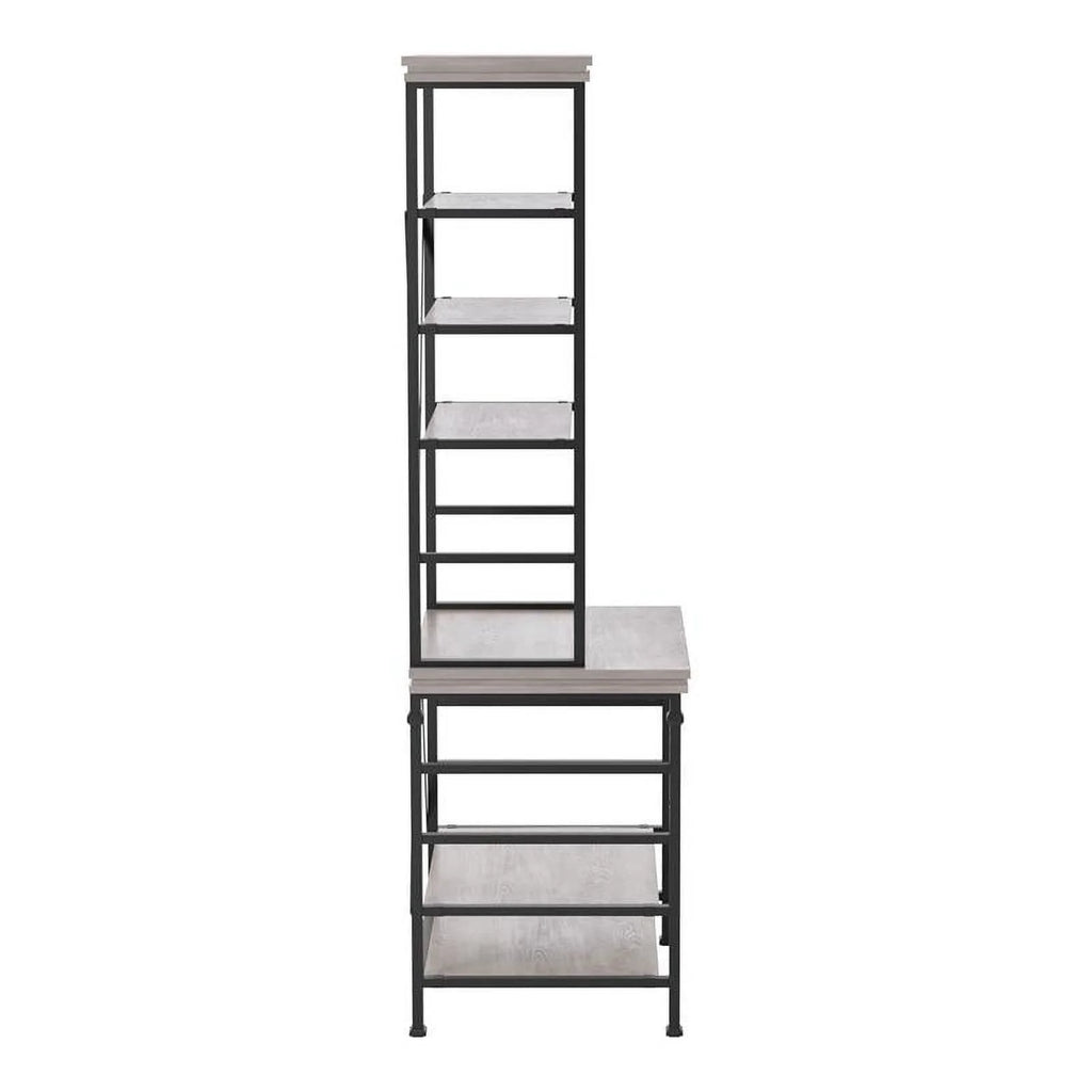 Antique White 6-Shelf Metal Bookcase W7362