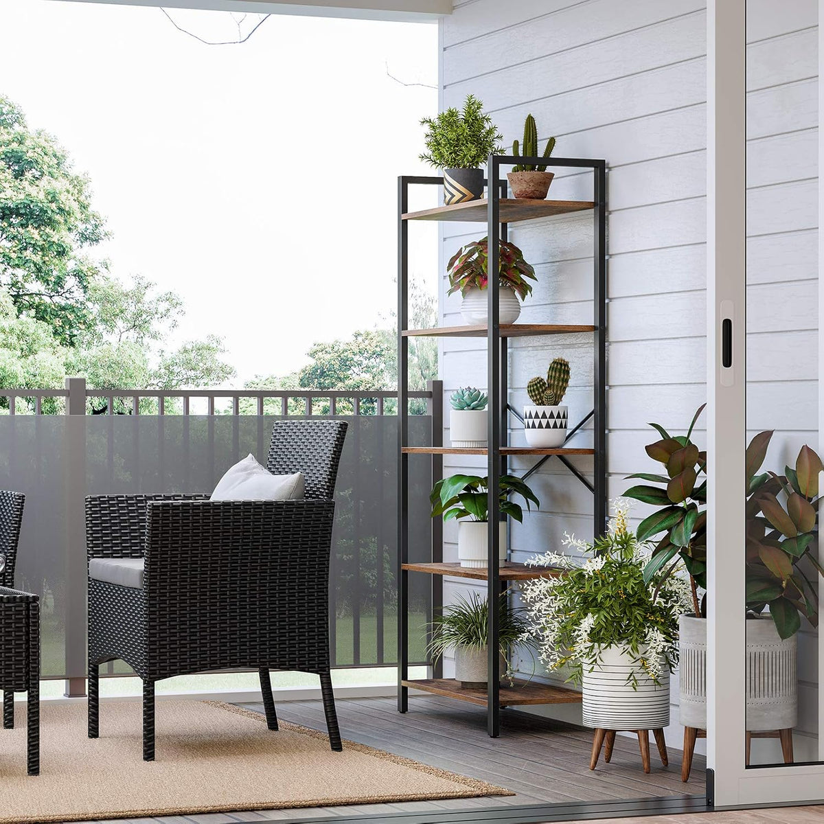 5-Tier Bookshelf with Steel Frame N7444