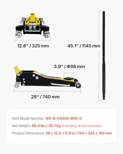 3 Ton Low Profile Aluminum Steel Racing Floor Jack with Dual Pistons Quick Lift Pump U9773