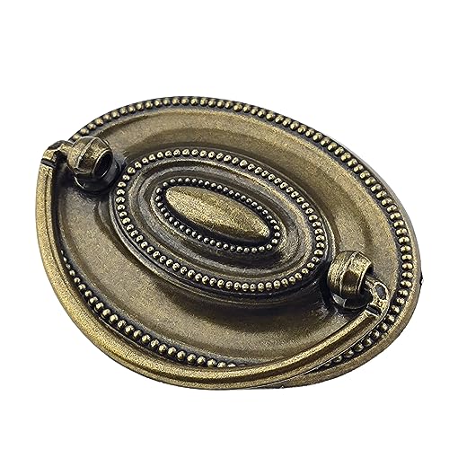 2 1/4" Antique Brass Oval Drop Swing Cabinet Knob Hardware 57 mm 2.25" Centers P52694